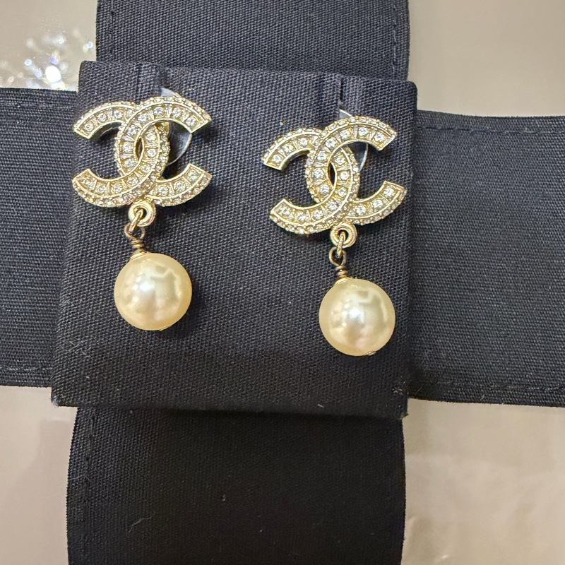 Chanel Logo珍珠耳環-5