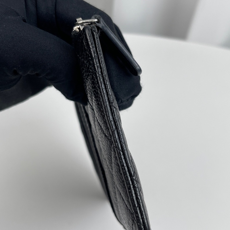 Chanel • 黑武士黑釦荔枝牛皮拉鏈錢包 So Black 有卡-5