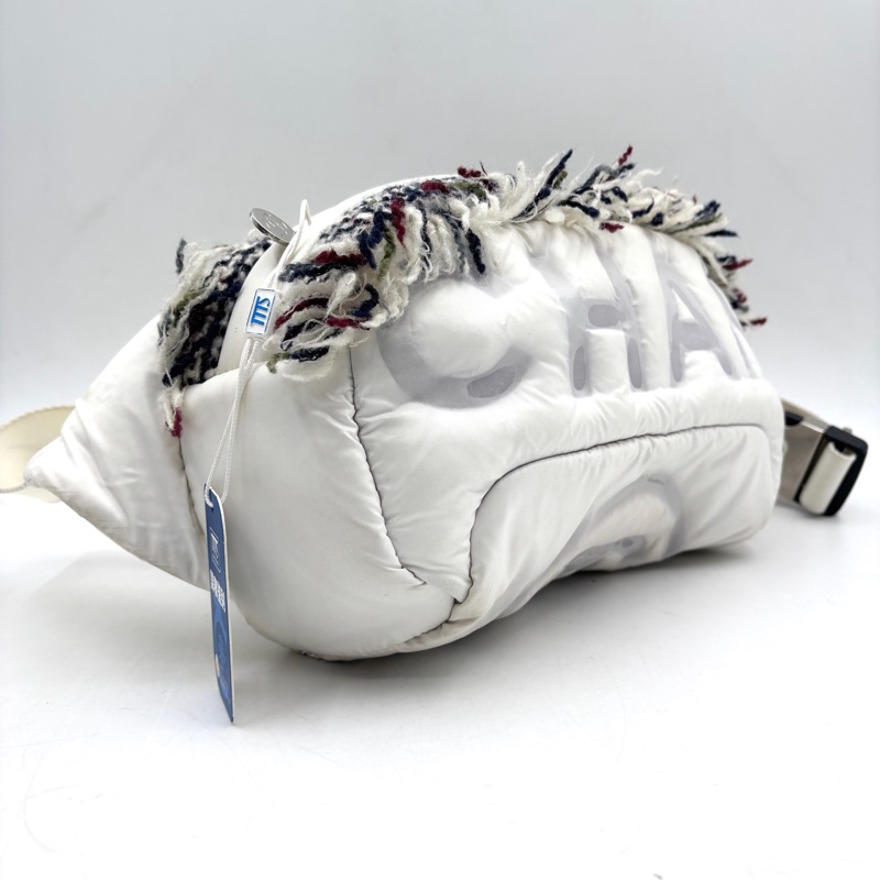 Chanel • 白色羽絨拼毛呢浮雕字母腰包 有卡 全網唯一☝🏻-3