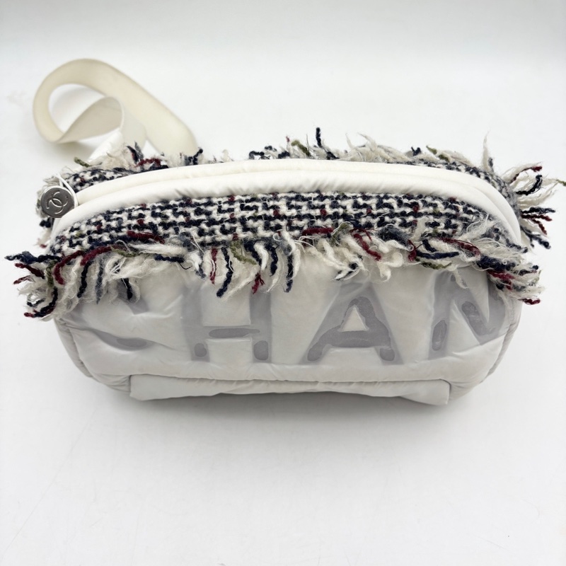 Chanel • 白色羽絨拼毛呢浮雕字母腰包 有卡 全網唯一☝🏻-6