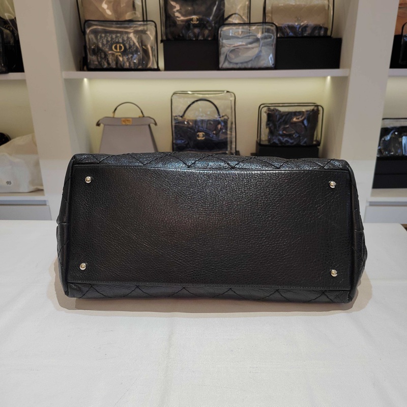 Chanel • 經典黑銀油臘牛皮托特包-4