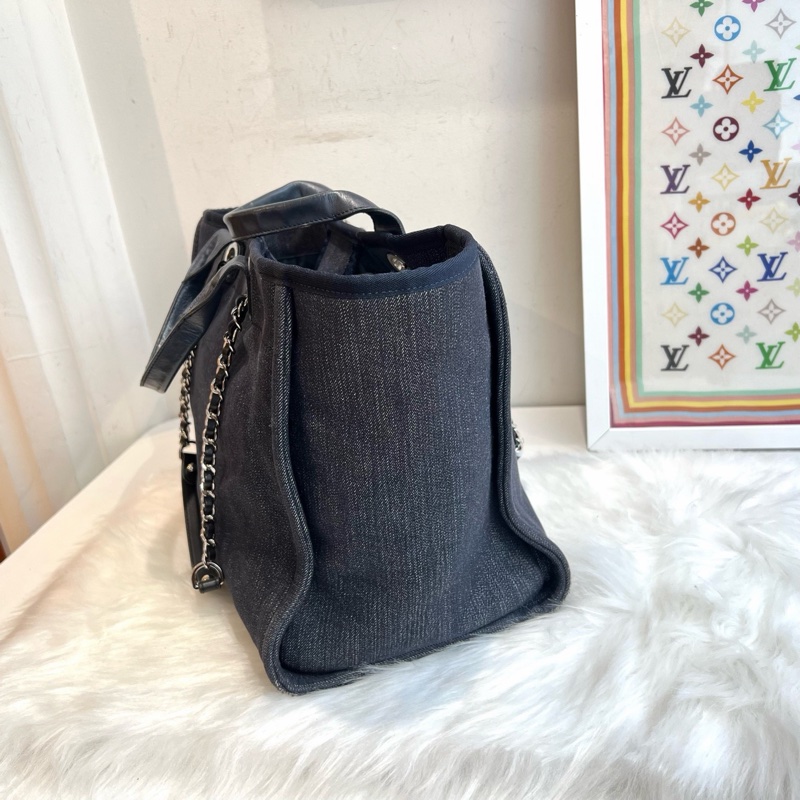 Chanel • 經典Deauville海軍藍牛仔沙灘包-4