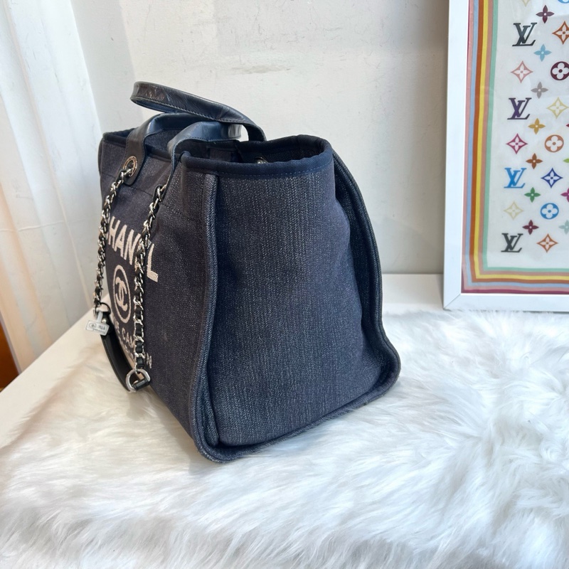 Chanel • 經典Deauville海軍藍牛仔沙灘包-5