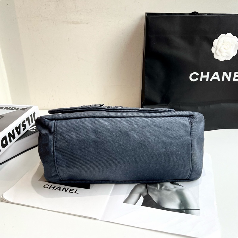 Chanel • 稀有牛仔大Logo碎花瓣鏈條包-6