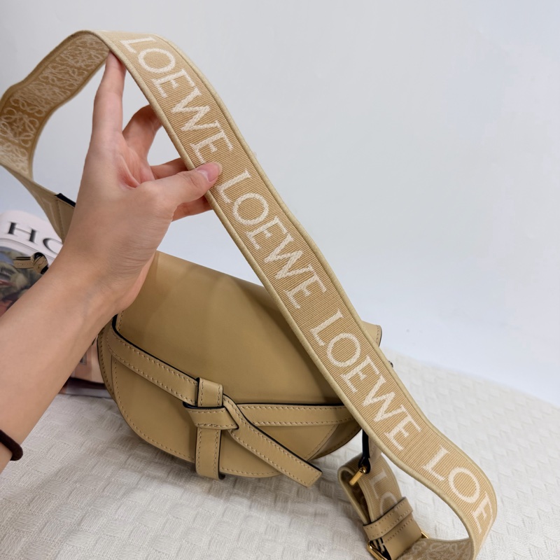 Loewe Gate Dual Bag奶油黃小牛皮結繩下蓋小號斜背馬鞍包-8