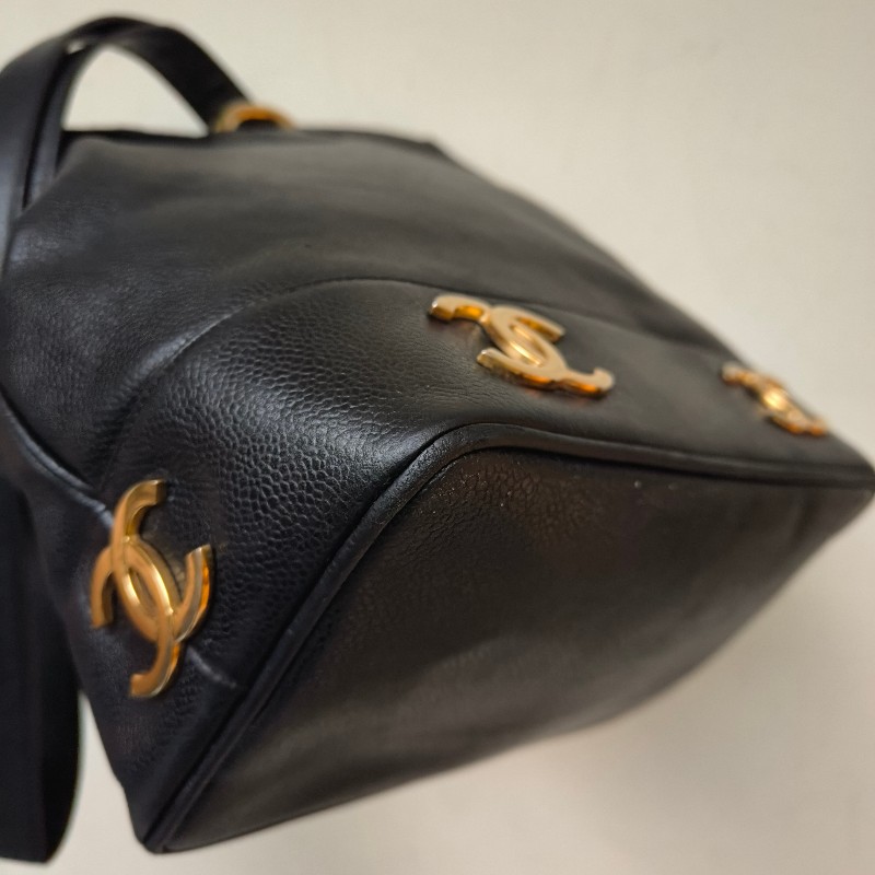 ㊣✨CHANEL✨(附防塵袋)香奈兒 老香 小香 雙C 黑金 雷標 牛皮水桶包 肩背包/二手包/二手精品🌳二手樹屋🌳-10