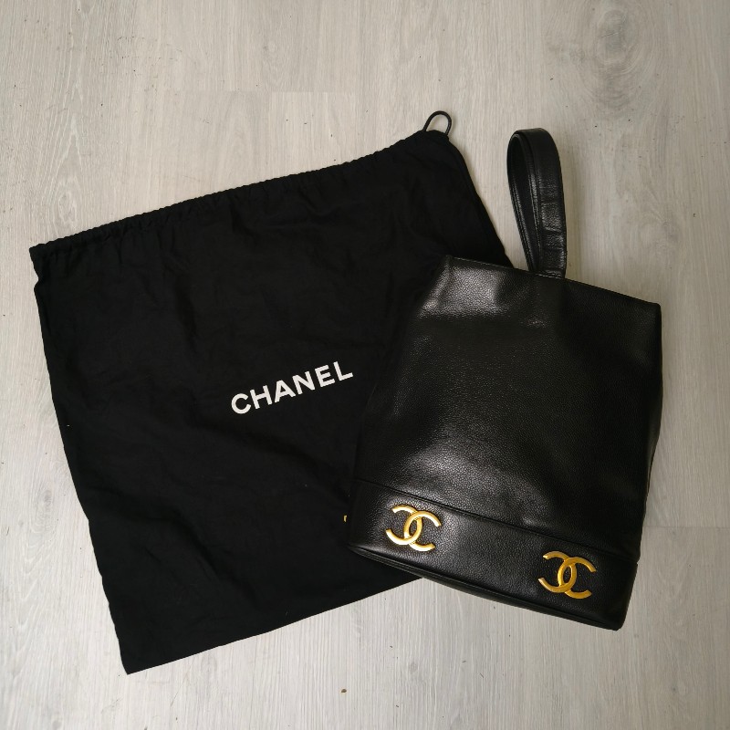 ㊣✨CHANEL✨(附防塵袋)香奈兒 老香 小香 雙C 黑金 雷標 牛皮水桶包 肩背包/二手包/二手精品🌳二手樹屋🌳-1