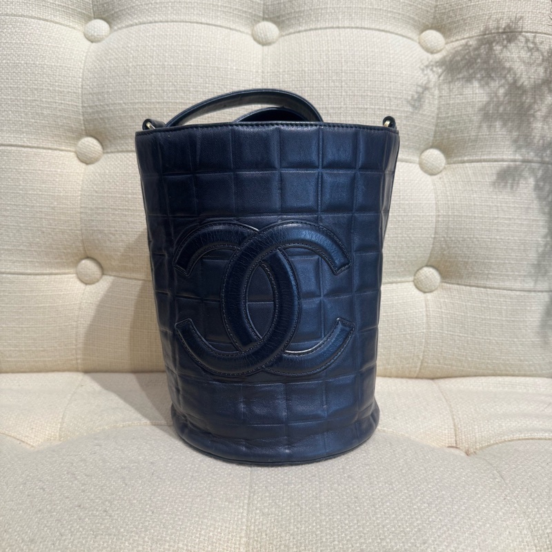 Chanel • 經典黑金冰格羊皮水桶手提包-3