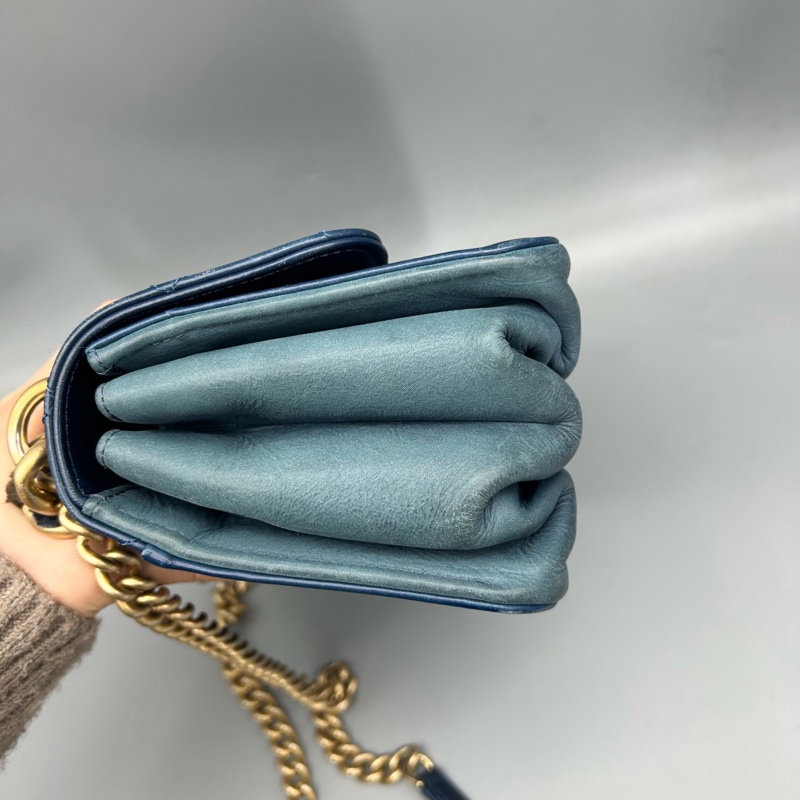 Chanel • 大都會系列海軍藍金釦油臘牛皮鏈條包 帶卡✔️-3