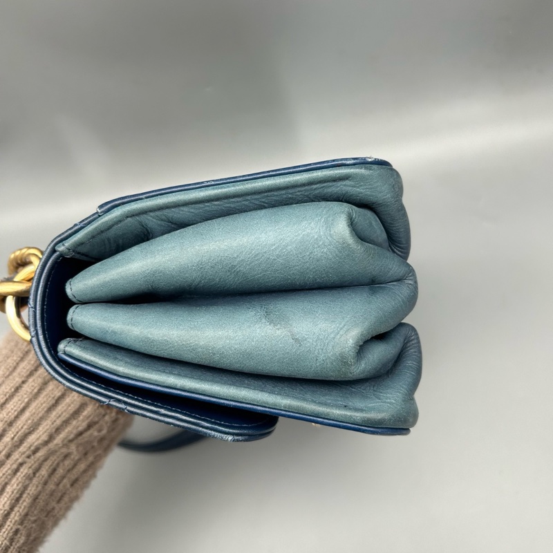 Chanel • 大都會系列海軍藍金釦油臘牛皮鏈條包 帶卡✔️-4