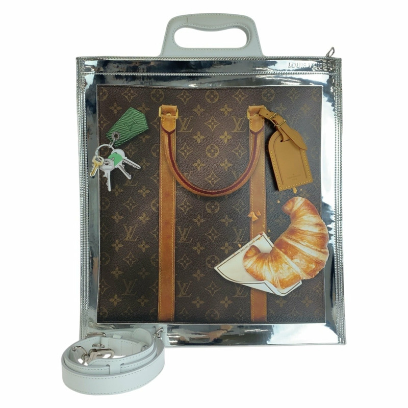 路易威登 (LOUIS VUITTON) Monogram Freezer Sac Plat 棕色銀色白色琺瑯皮革 M23151 手提包 單肩兩用 男女通用 A4 尺寸 女士-0