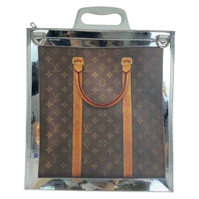 路易威登 (LOUIS VUITTON) Monogram Freezer Sac Plat 棕色銀色白色琺瑯皮革 M23151 手提包 單肩兩用 男女通用 A4 尺寸 女士-1