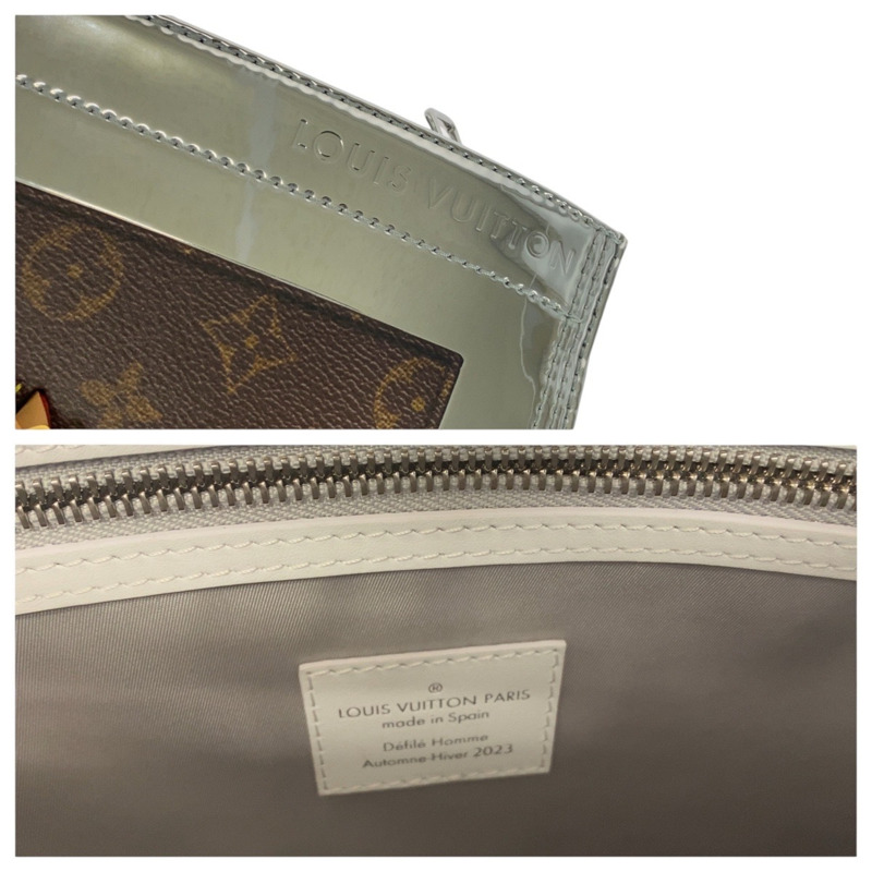 路易威登 (LOUIS VUITTON) Monogram Freezer Sac Plat 棕色銀色白色琺瑯皮革 M23151 手提包 單肩兩用 男女通用 A4 尺寸 女士-3