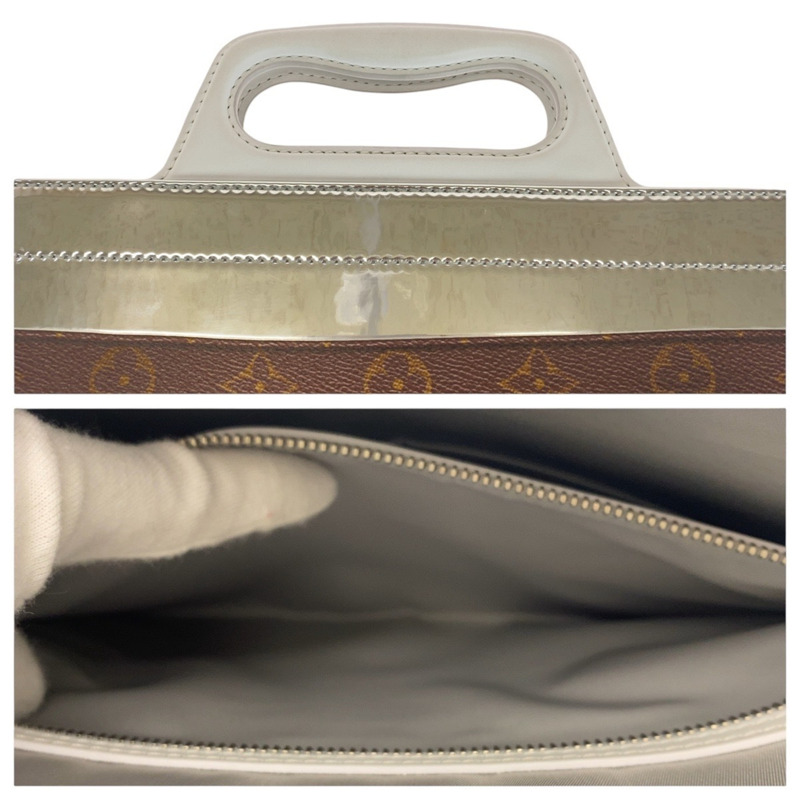 路易威登 (LOUIS VUITTON) Monogram Freezer Sac Plat 棕色銀色白色琺瑯皮革 M23151 手提包 單肩兩用 男女通用 A4 尺寸 女士-4