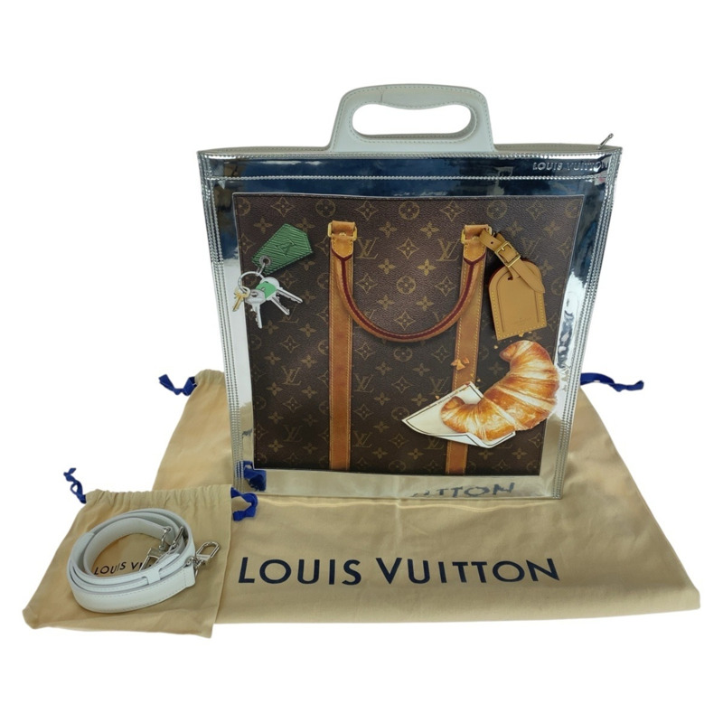 路易威登 (LOUIS VUITTON) Monogram Freezer Sac Plat 棕色銀色白色琺瑯皮革 M23151 手提包 單肩兩用 男女通用 A4 尺寸 女士-9