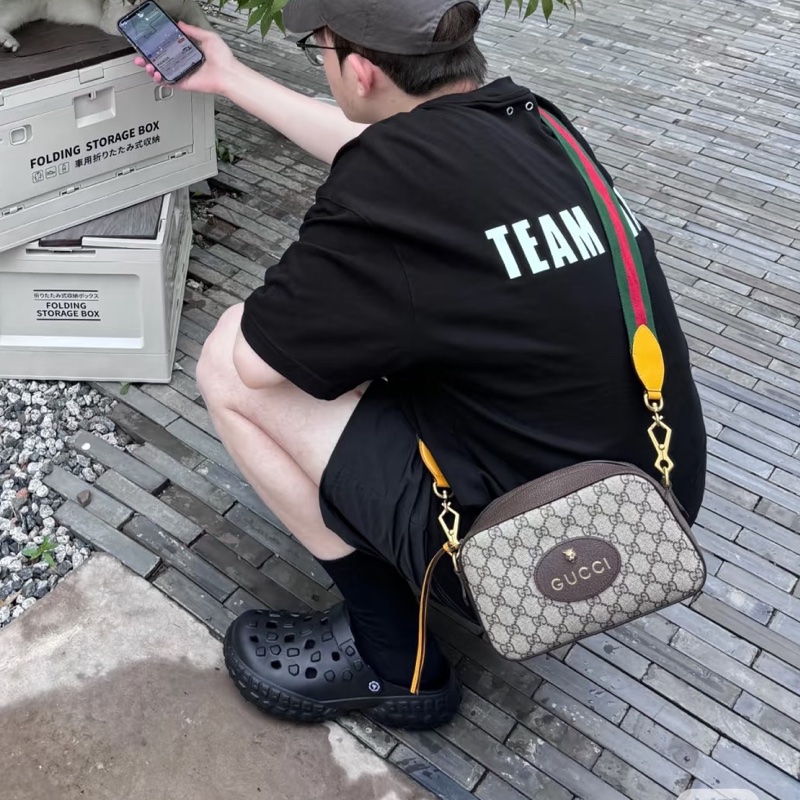 穿搭神器💯超低價❤️‍🔥Gucci古馳虎頭老花拚皮相機包單肩斜挎包-7