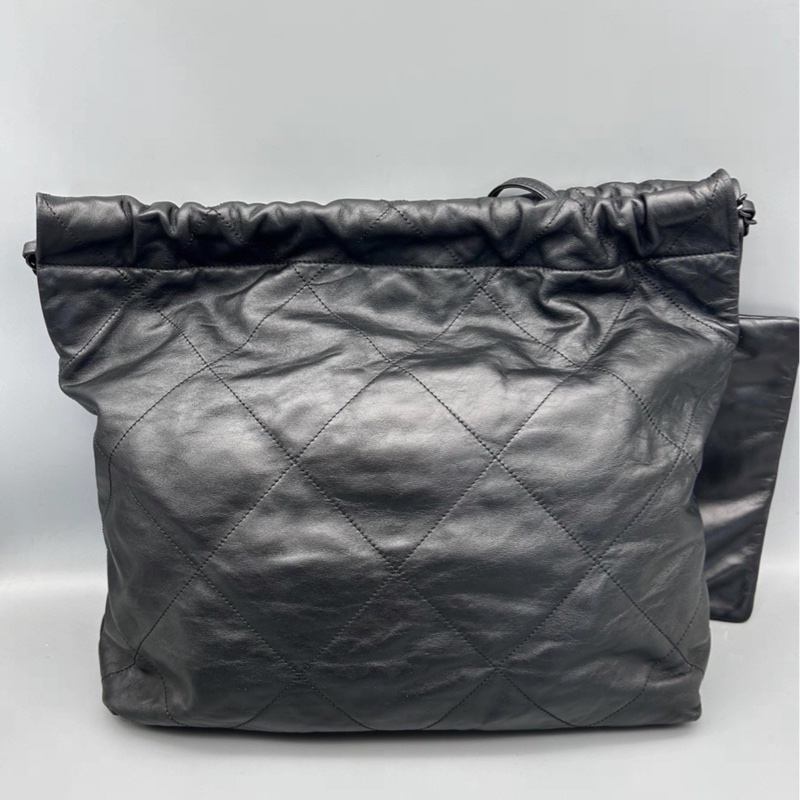 全網最低價🈶台灣購證😍Chanel香奈兒全黑soblack中號22bag單肩手提鏈條包-10