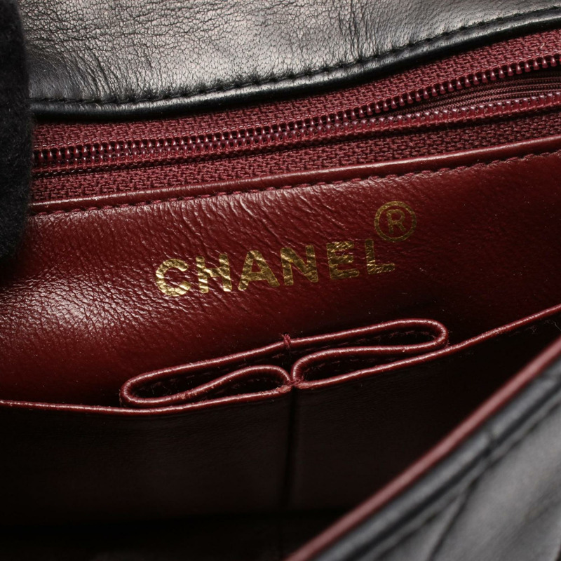 香奈兒迷你絎縫20肩背包/手提包，羊皮，女士，黑色-3