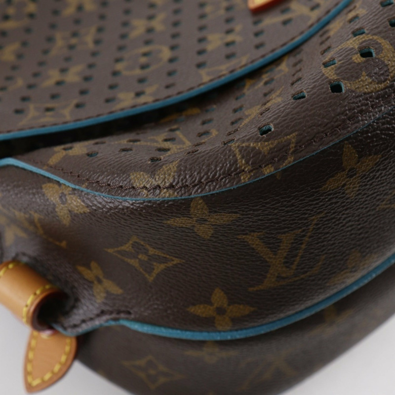 路易威登 Saumur PM 單肩包 M93998 Monogram Perfo Turquoise 2011 棕色 TJ4181 A5 皮帶扣 女士-3