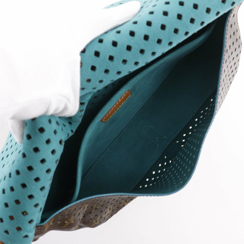 路易威登 Saumur PM 單肩包 M93998 Monogram Perfo Turquoise 2011 棕色 TJ4181 A5 皮帶扣 女士-4