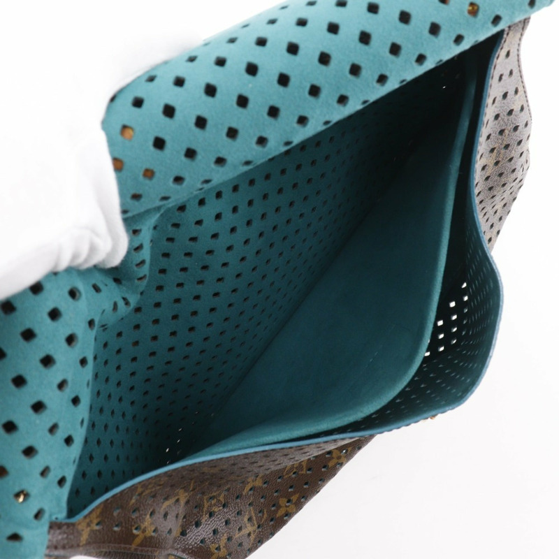 路易威登 Saumur PM 單肩包 M93998 Monogram Perfo Turquoise 2011 棕色 TJ4181 A5 皮帶扣 女士-5