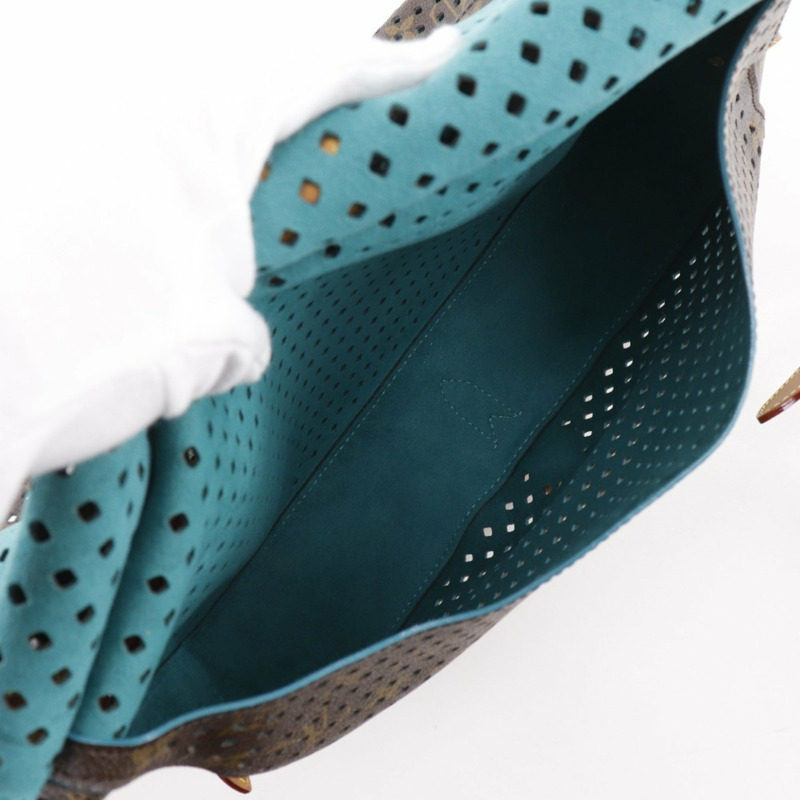 路易威登 Saumur PM 單肩包 M93998 Monogram Perfo Turquoise 2011 棕色 TJ4181 A5 皮帶扣 女士-6