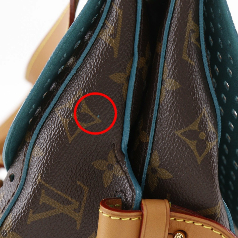 路易威登 Saumur PM 單肩包 M93998 Monogram Perfo Turquoise 2011 棕色 TJ4181 A5 皮帶扣 女士-7