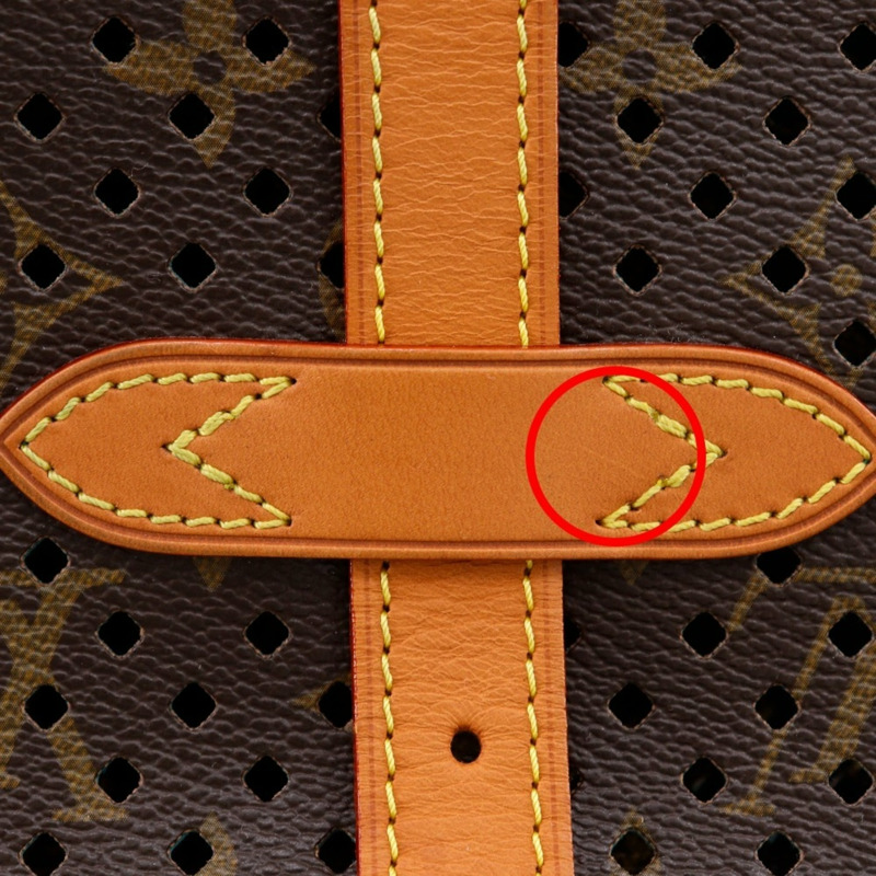 路易威登 Saumur PM 單肩包 M93998 Monogram Perfo Turquoise 2011 棕色 TJ4181 A5 皮帶扣 女士-10