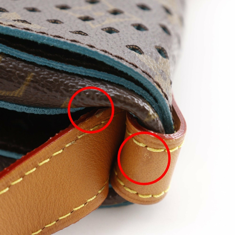 路易威登 Saumur PM 單肩包 M93998 Monogram Perfo Turquoise 2011 棕色 TJ4181 A5 皮帶扣 女士-12