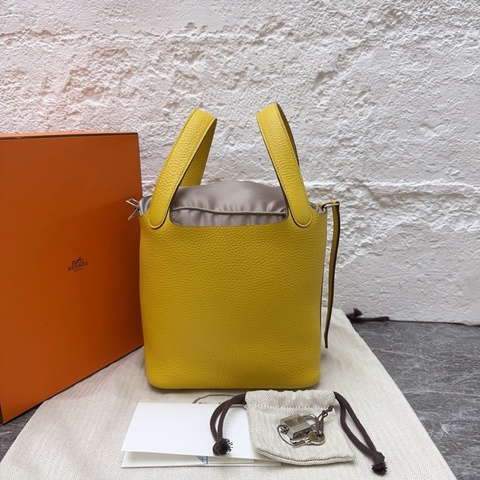 Hermes/愛馬仕picotin18菜籃子銀扣 陽光金色