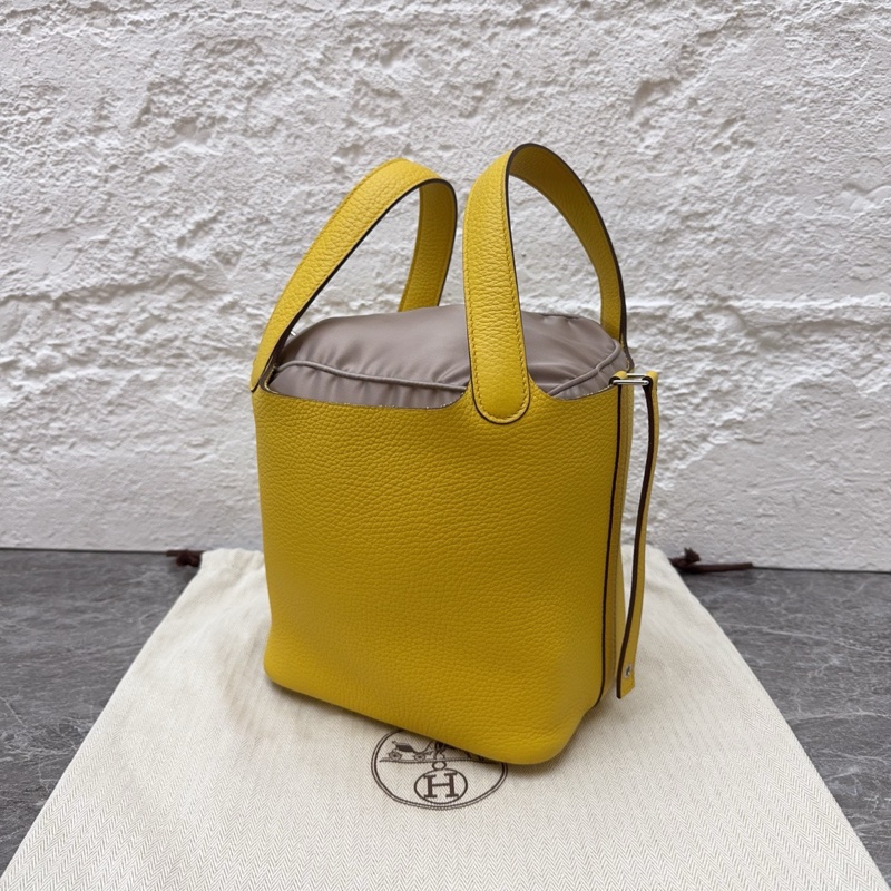 Hermes/愛馬仕picotin18菜籃子銀扣 陽光金色-2