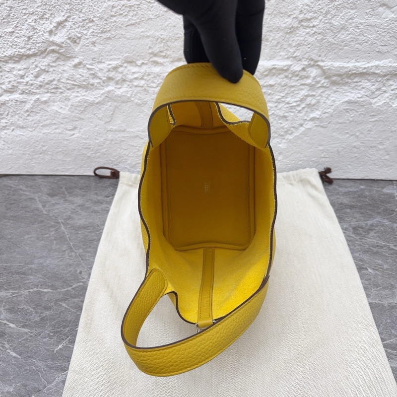 Hermes/愛馬仕picotin18菜籃子銀扣 陽光金色-5