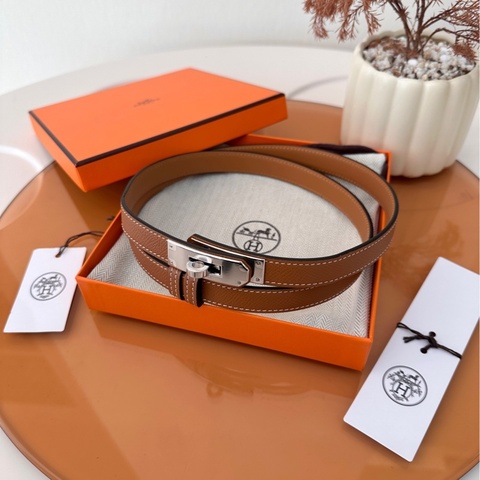 Hermes愛馬仕 Kelly18腰帶  經典金棕色