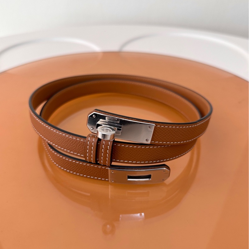 Hermes愛馬仕 Kelly18腰帶  經典金棕色-7