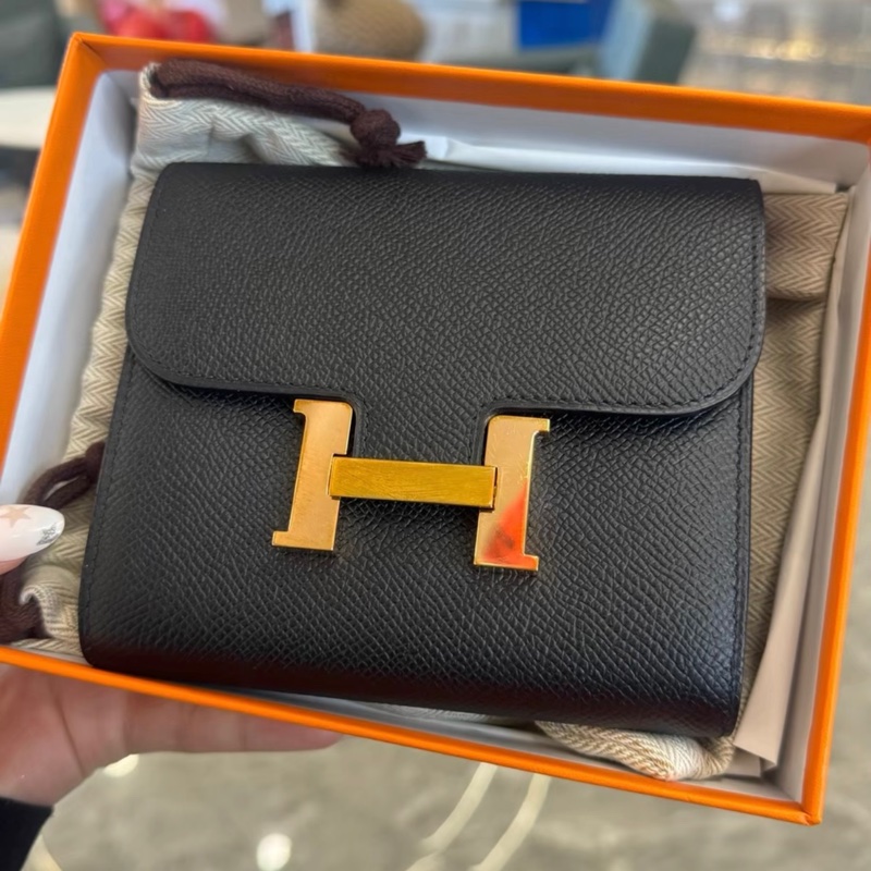Hermes Constance Slim 康康短款錢包 黑金 經典款-1