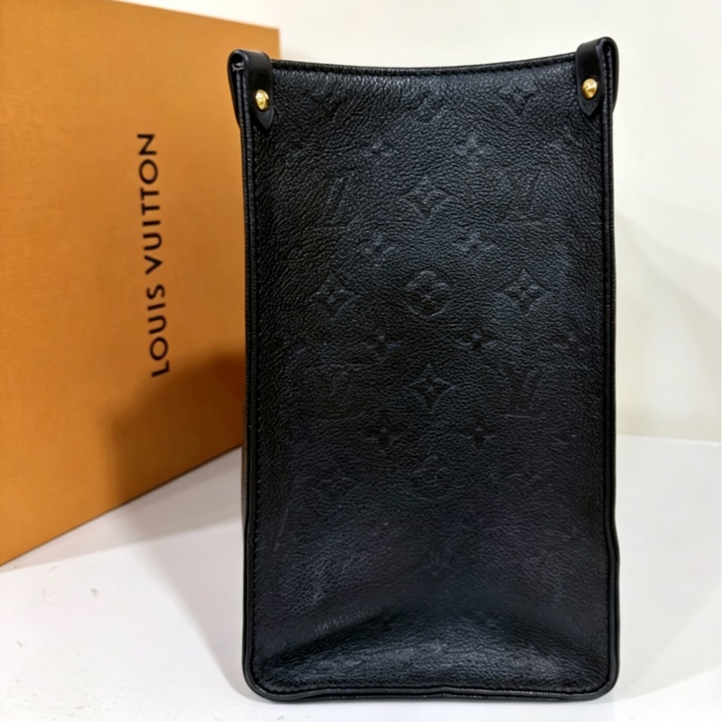 Louis Vuitton路易威登黑色全牛皮壓紋On The Go中號托特手提包肩背包-11