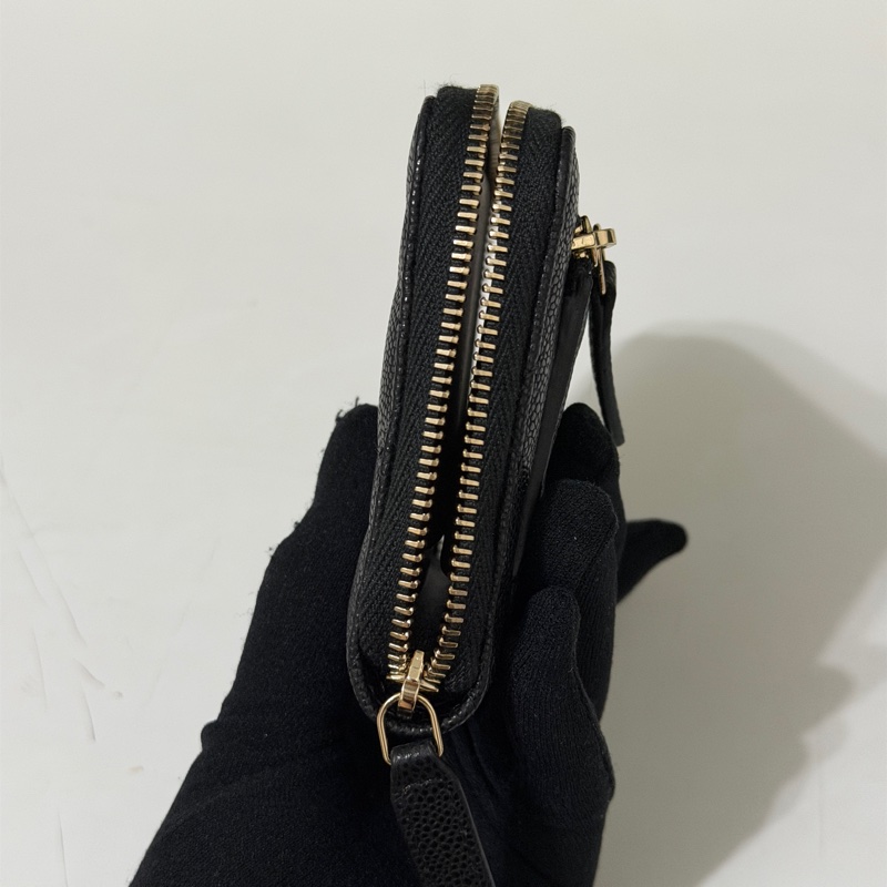 914intheair精品代購『全新全配』Chanel 雙c 黑金加大ㄇ字拉鍊對開短夾-19