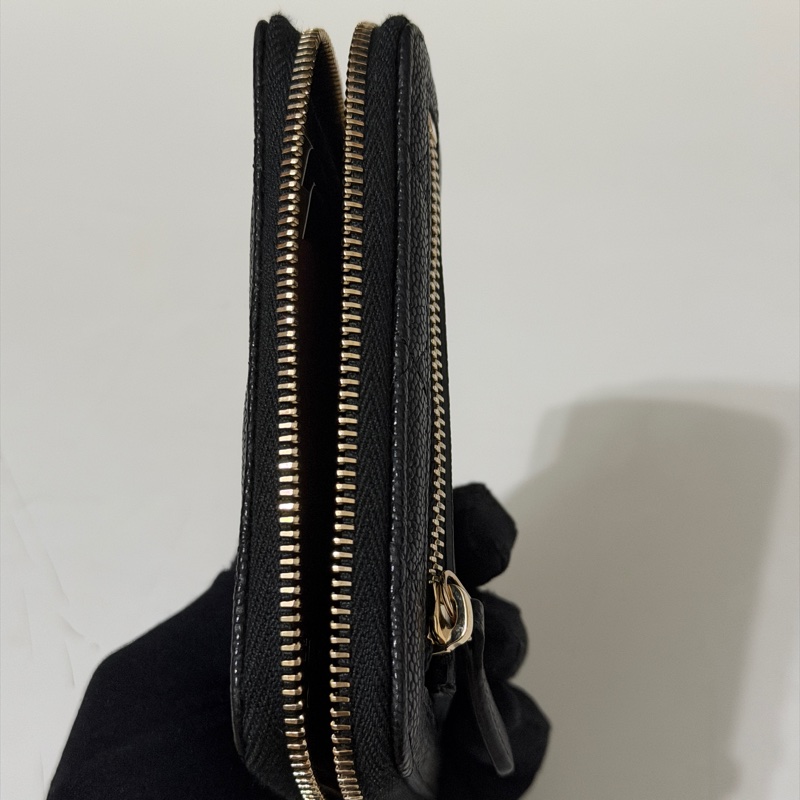914intheair精品代購『全新全配』Chanel 雙c 黑金加大ㄇ字拉鍊對開短夾-20