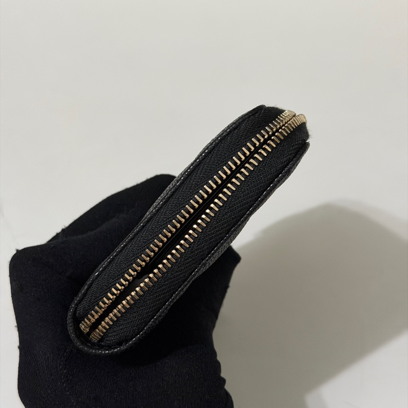 914intheair精品代購『全新全配』Chanel 雙c 黑金加大ㄇ字拉鍊對開短夾-21