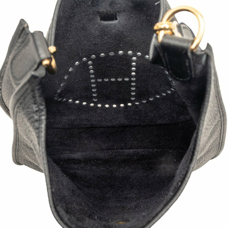 愛馬仕 Evelyne PM 斜背包 2003 黑色金色五金 Togo 皮革 女士款-3