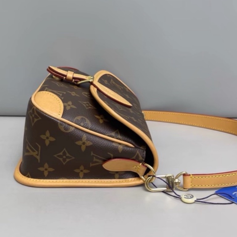 LOUISVUITTON路易威登老花Diane黑背帶法棍🥖包-13