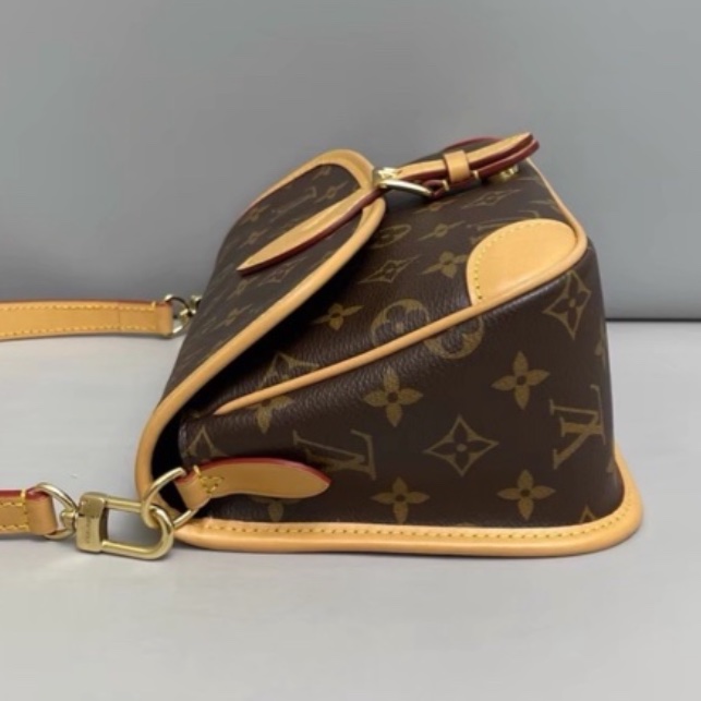 LOUISVUITTON路易威登老花Diane黑背帶法棍🥖包-14