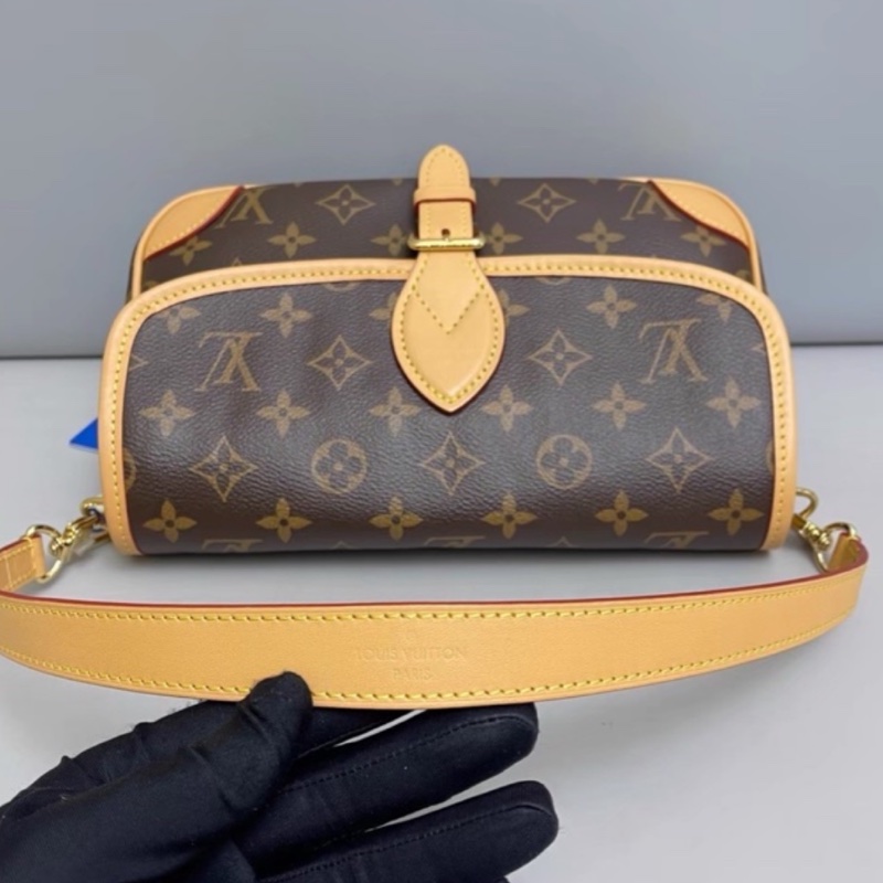 LOUISVUITTON路易威登老花Diane黑背帶法棍🥖包-16