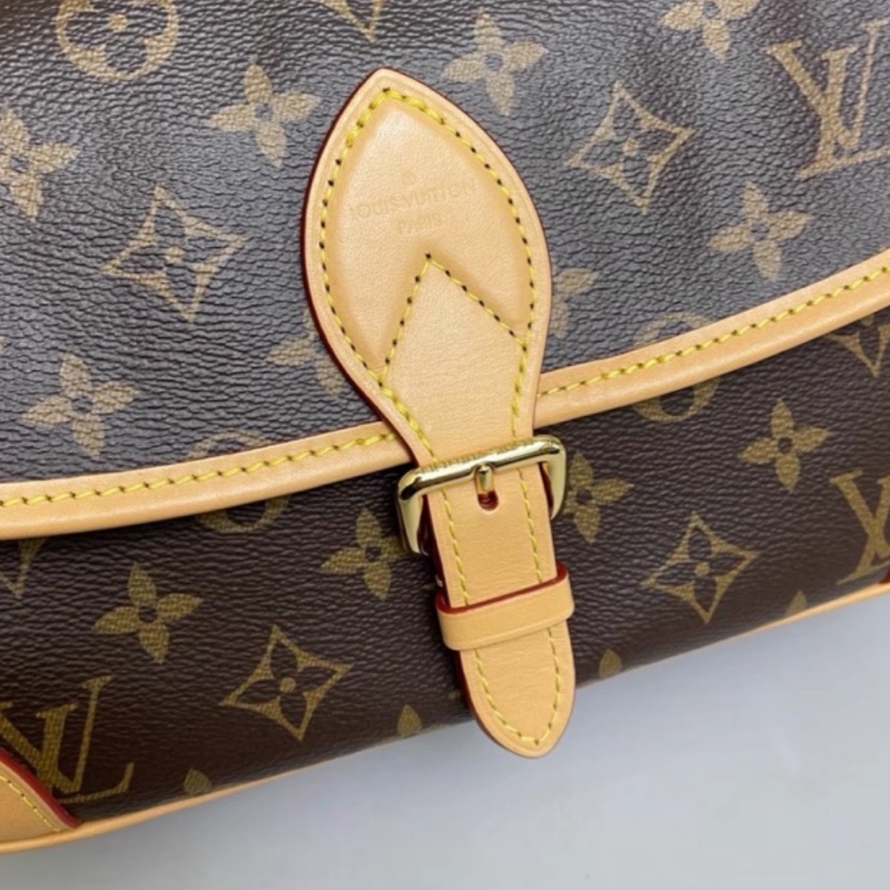 LOUISVUITTON路易威登老花Diane黑背帶法棍🥖包-17