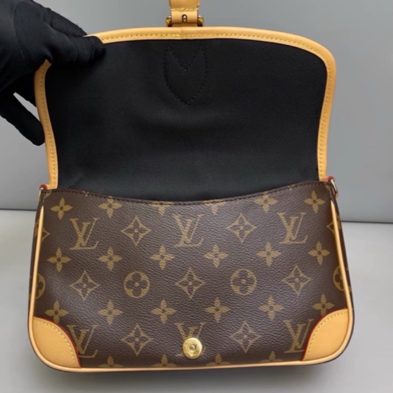 LOUISVUITTON路易威登老花Diane黑背帶法棍🥖包-18