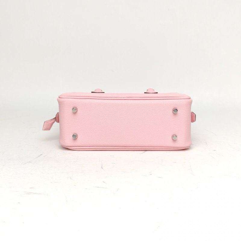 HERMES Plume迷你手提包21新櫻花粉山羊皮K2025銀扣肩背包-4