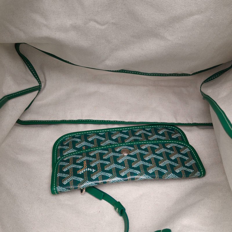 GOYARD SaintLouis購物袋子母包34中號綠色PVC銀扣肩背包-4