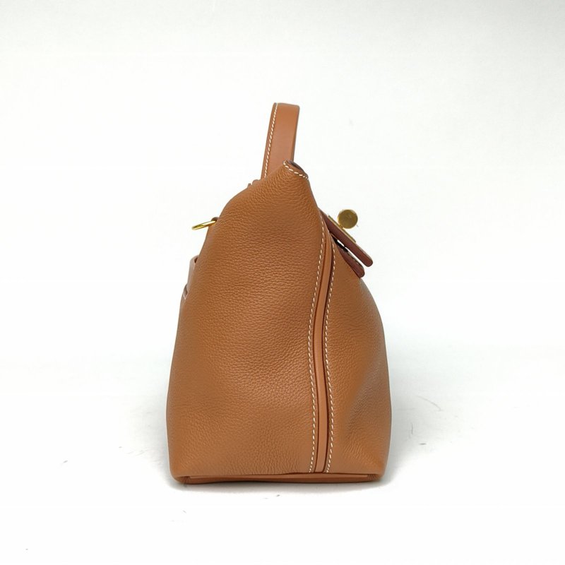 HERMES 242429金棕色Togo皮/Swift皮Z刻金扣肩背包-1