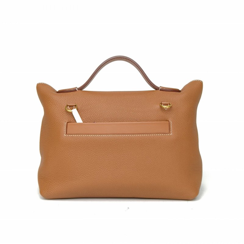 HERMES 242429金棕色Togo皮/Swift皮Z刻金扣肩背包-2