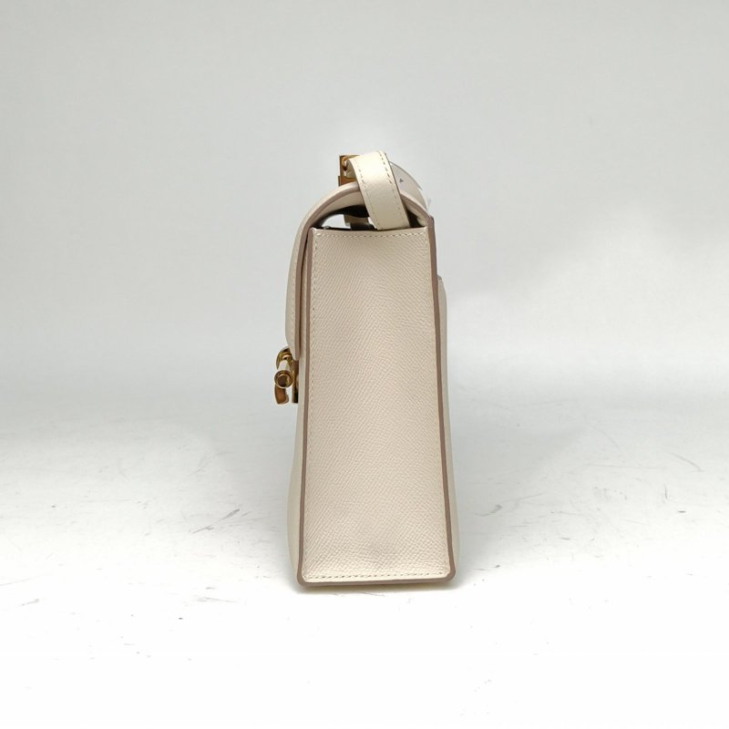 HERMES Verrou手槍包23奶昔白Epsom皮D刻金扣肩背包-1